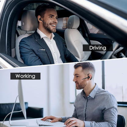 Auriculares Bluetooth V5.3, auricular inalámbrico con funda de carga de 1000 mAh, tiempo de conversación 96 horas, auriculares con cancelación de ruido manos libres con micrófono dual para
