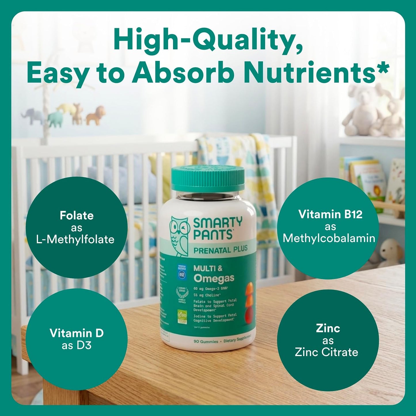 SmartyPants Gomitas multivitamínicas prenatales - Fórmula mejorada:...