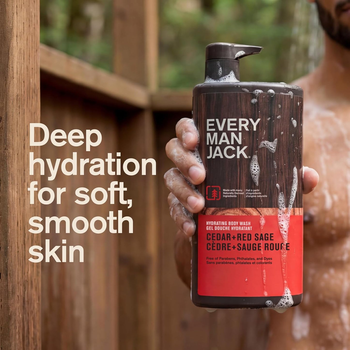 Every Man Jack Cedar + Red Sage Gel de baño para hombre para todo t...