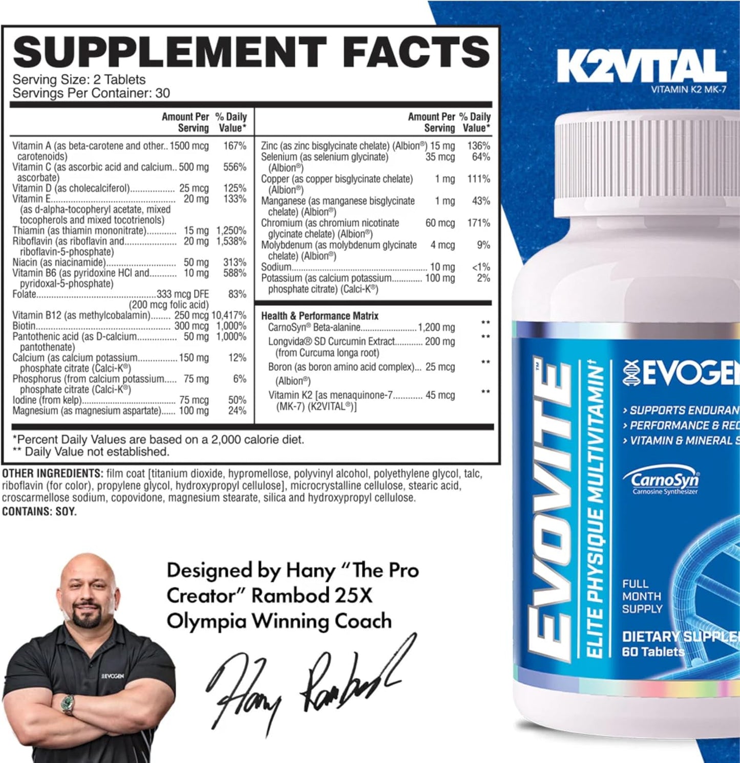 Evogen Evovite | Multivitamínico deportivo de élite estimulante inm...
