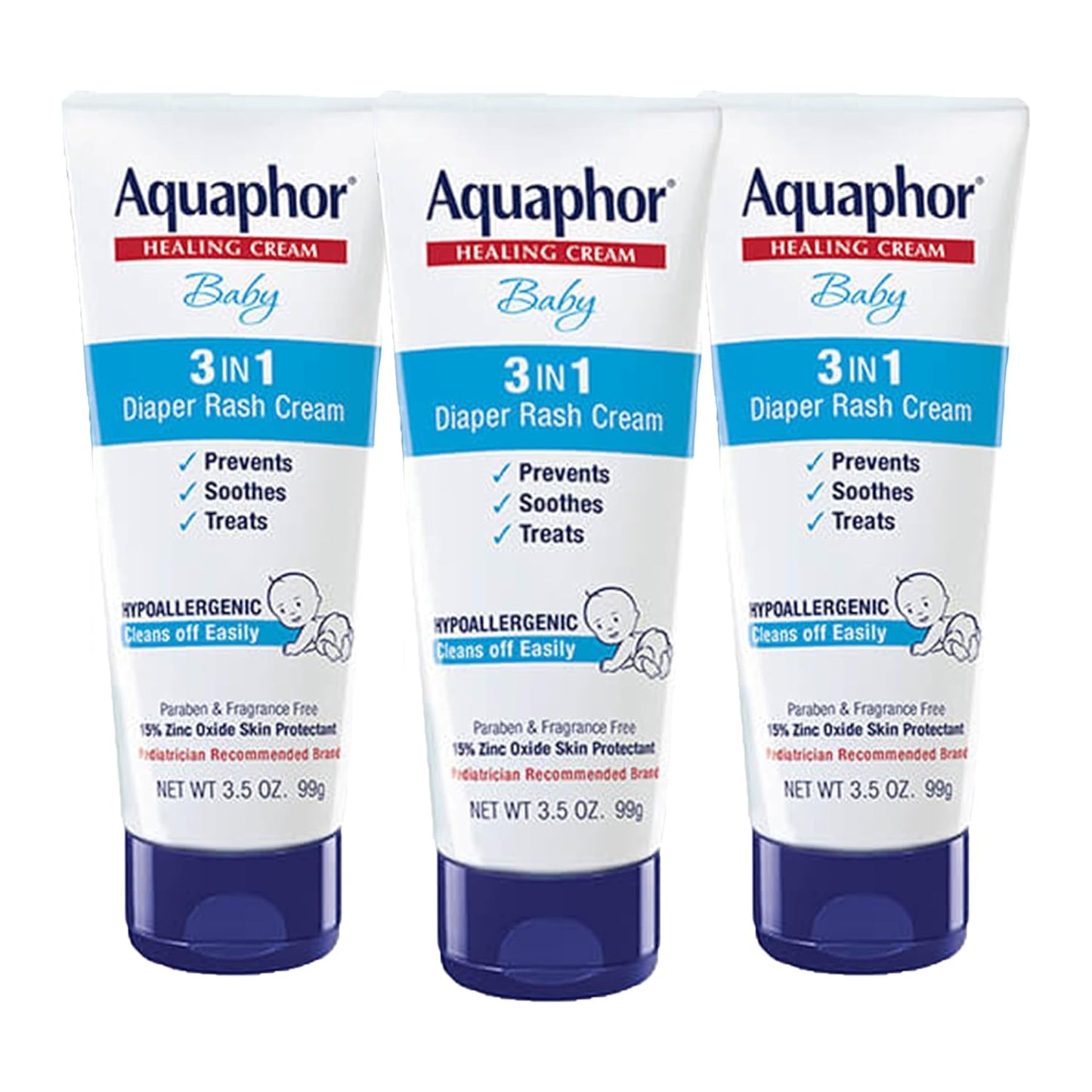 Crema para sarpullido del pañal del bebé Aquaphor de 3.6 oz (paqete de 3)
