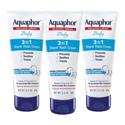 Crema para sarpullido del pañal del bebé Aquaphor de 3.6 oz (paqete de 3)