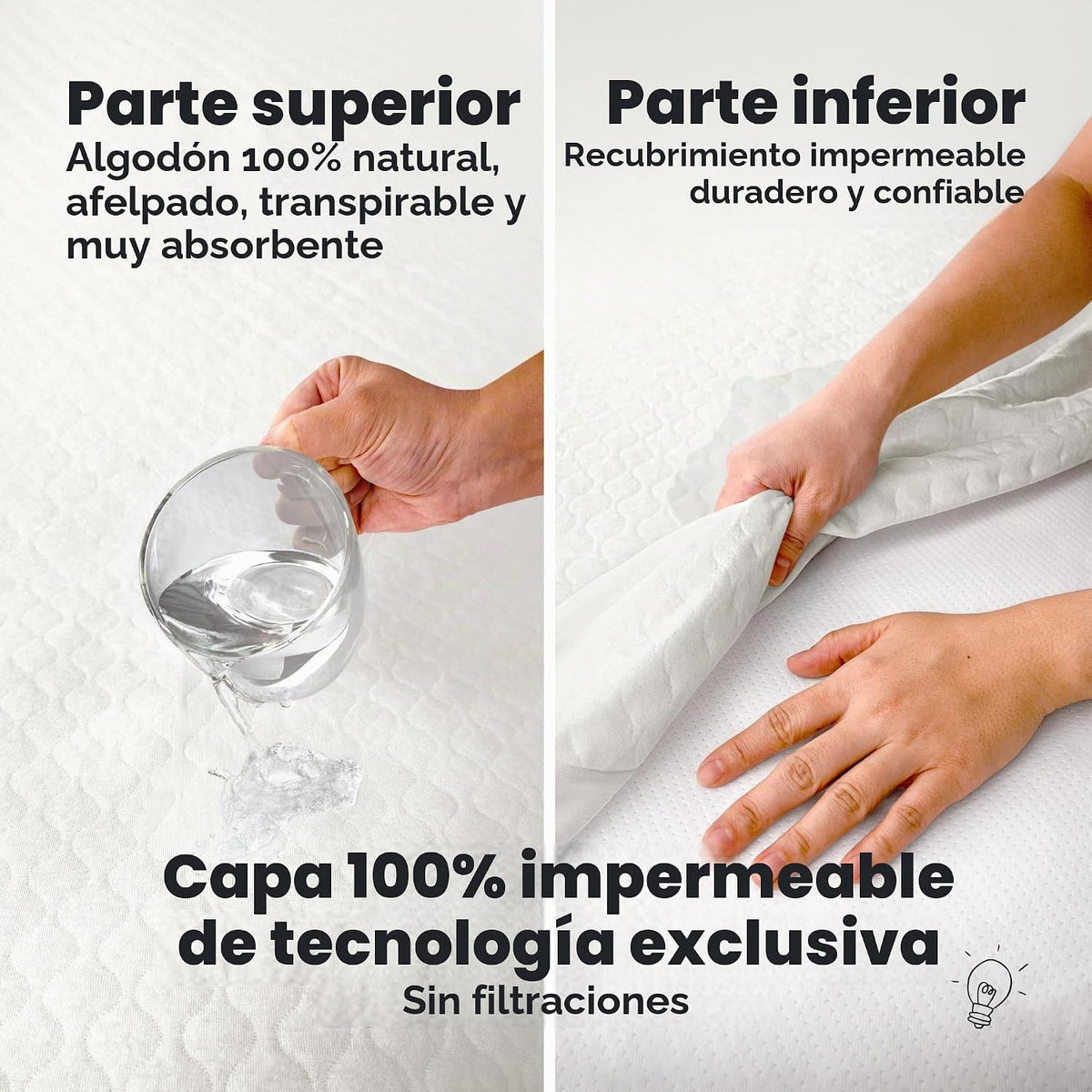 1 funda protectora de colchón impermeable, colchón XL 80x39 (blanco...