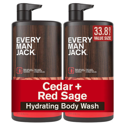 Every Man Jack Cedar + Red Sage Gel de baño para hombre para todo t...