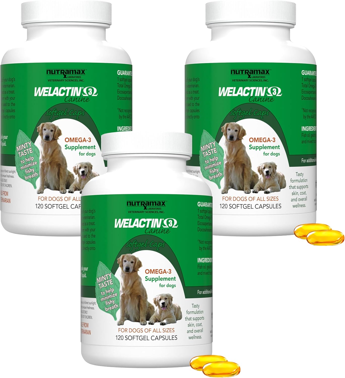 Nutramax Welactin - Cápsulas blandas caninas, suplemento Omega 3 pa...