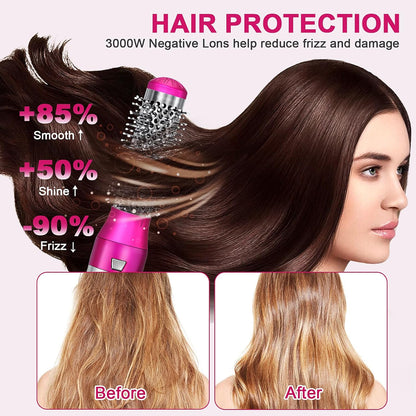 Juego de cepillos para secador, Air Sculpt 3 en 1 cepillo de aire caliente secador - Estilizador de peinado de salón para rizar, dar volumen y alisar con 3 cabezales intercambiables, cabello elegante