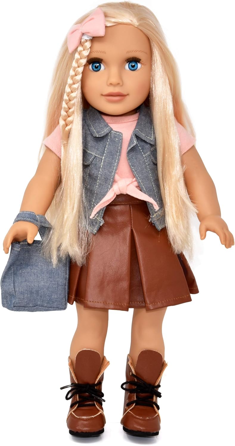 Gift Boutique Muñeca de niña de 18 pulgadas, muñeca de moda con cab...