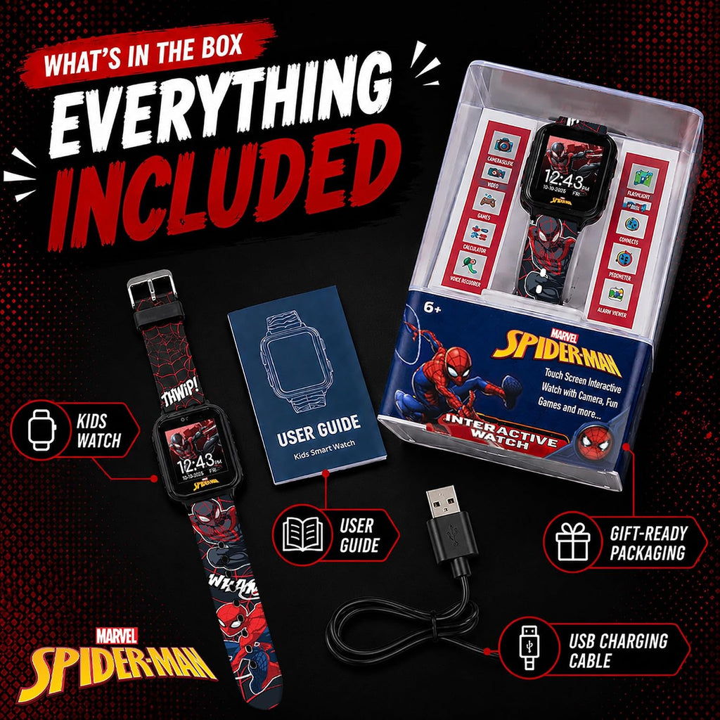 Marvel Spider-Man - Reloj inteligente para niños, reloj interactivo...