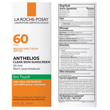 La Roche-Posay Anthelios Clear Skin Protector solar de toque seco S...