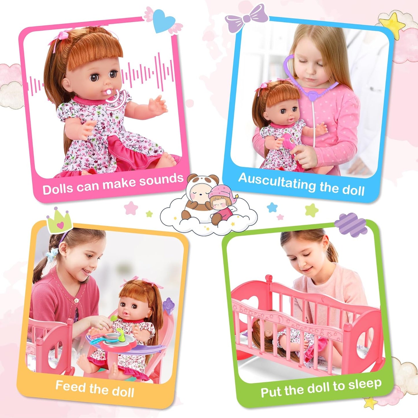 Juego de juguetes para muñecas de bebé, juguetes de muñeca de 14...