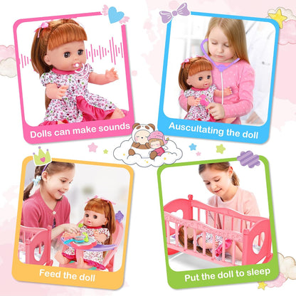 Juego de juguetes para muñecas de bebé, juguetes de muñeca de 14...