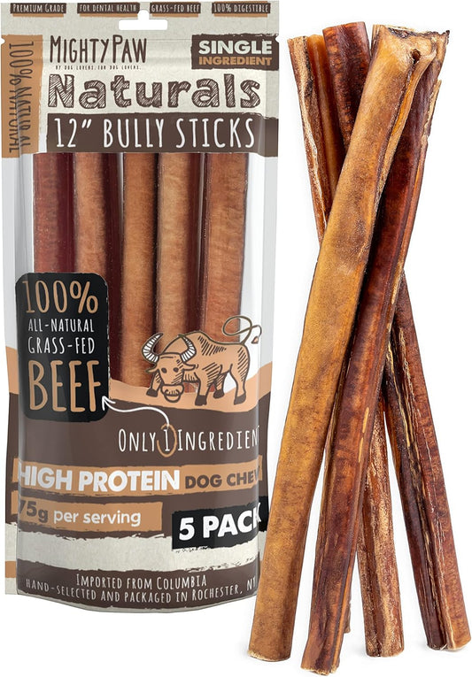 Mighty Paw Naturals Palitos de buey para perros - Masticables de ca...
