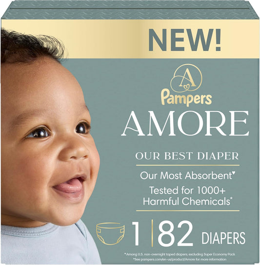 Pampers Amore, talla 1 (8-14 libras), 82 unidades, nuestro mejor pa...