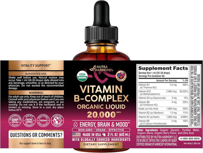 Vitamina B-Complex orgánico USDA B5 ácido pantoténico | B12 metilco...