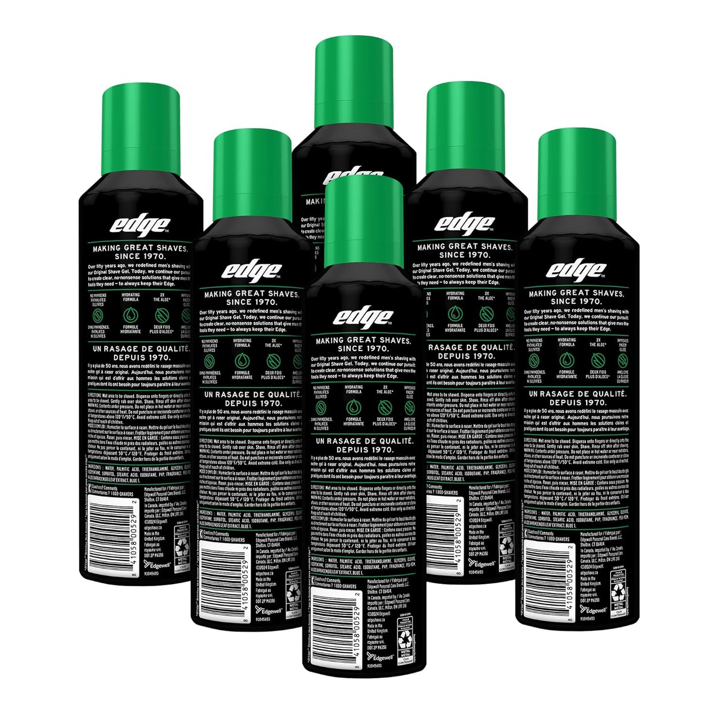 Edge Gel de afeitado para hombres, aloe calmante con dos veces el a...