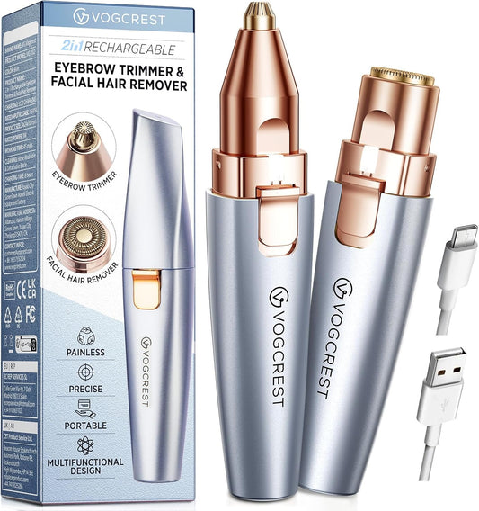 VG VOGCREST Afeitadora eléctrica para cejas y cara: 2 en 1 recargab...