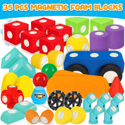 Hodurgyi 35 Piezas Bloques de Espuma Magnéticos para Niños, Bloques...