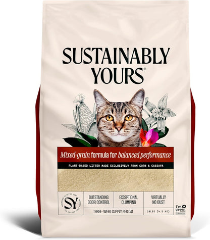 Arena para gatos Sustainably Yours, fórmula de granos mixtos 4.5 kg...