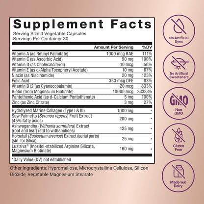 Force Factor Multivitamínico acelerador del crecimiento del cabello...