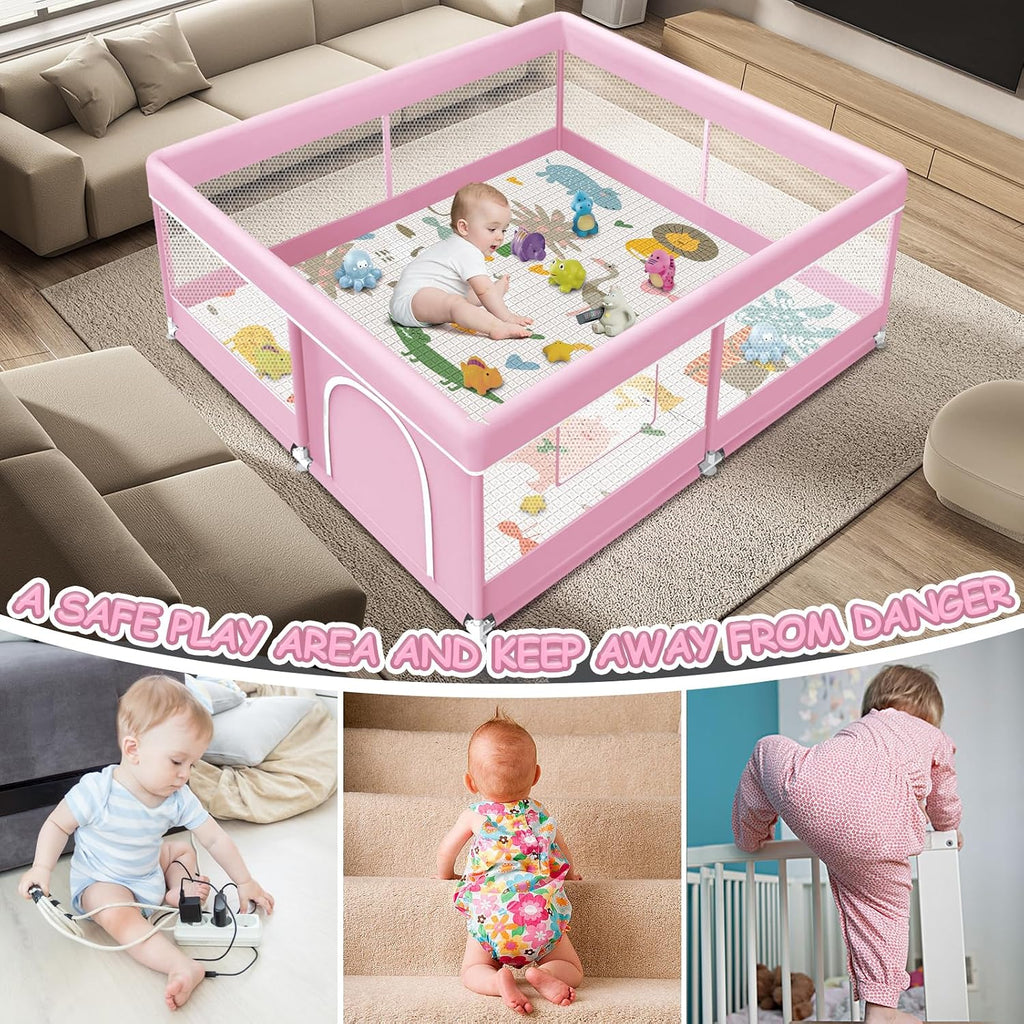 XVISHX Corralito para bebés con paspartú, 50 x 50 pulgadas, corrali...