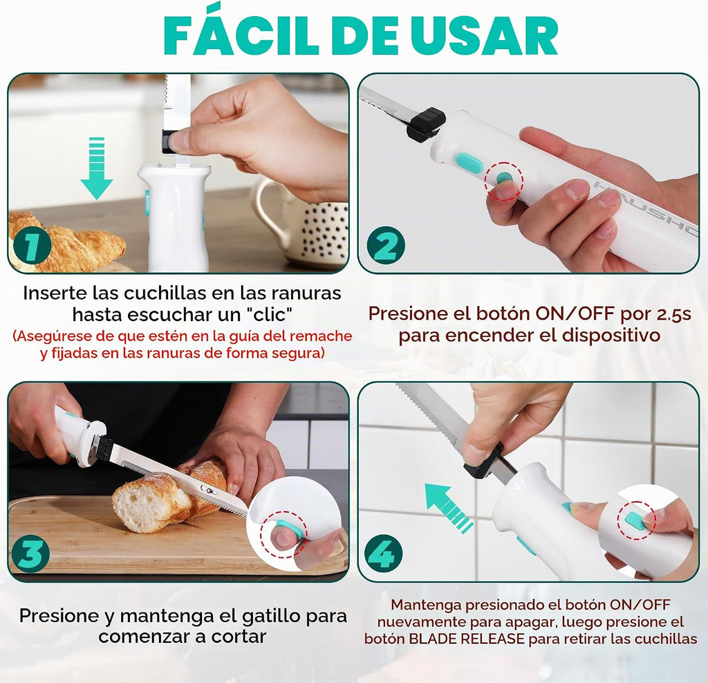 HAUSHOF Juego de cuchillos eléctricos inalámbricos con estuche de |...