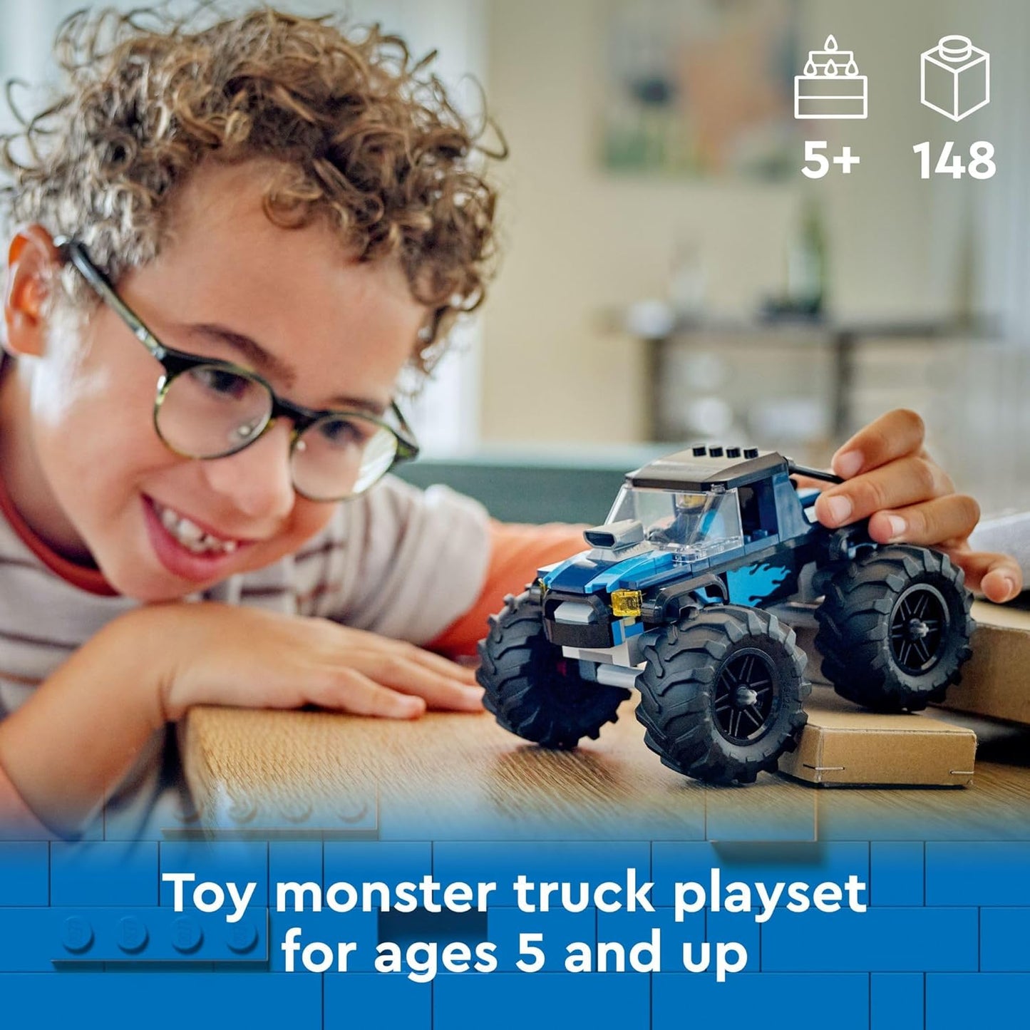 LEGO City Camión Monstruo Azul Fuera de Carretera Juego de Construcción con Minifigura de Conductor, Juguetes Imaginativos para Niños, Regalo Divertido para Niños y Niñas de 5 Años en Adelante, Mini