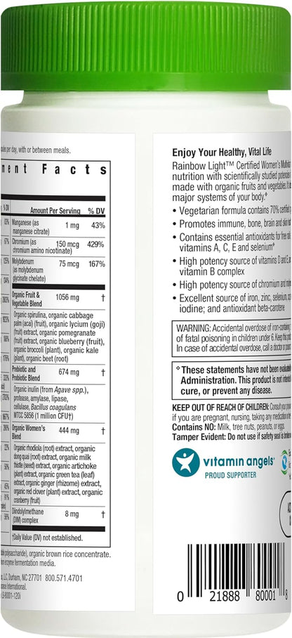 Suplemento multivitamínico certificado Rainbow Light para mujer, su...