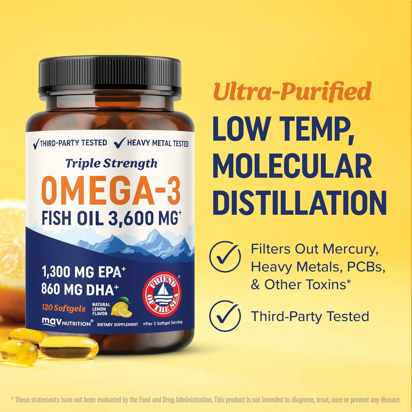 Aceite de pescado DHA Omega 3 de triple fuerza 3600 mg | Más de 210...