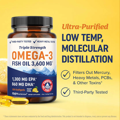 Aceite de pescado DHA Omega 3 de triple fuerza 3600 mg | Más de 210...