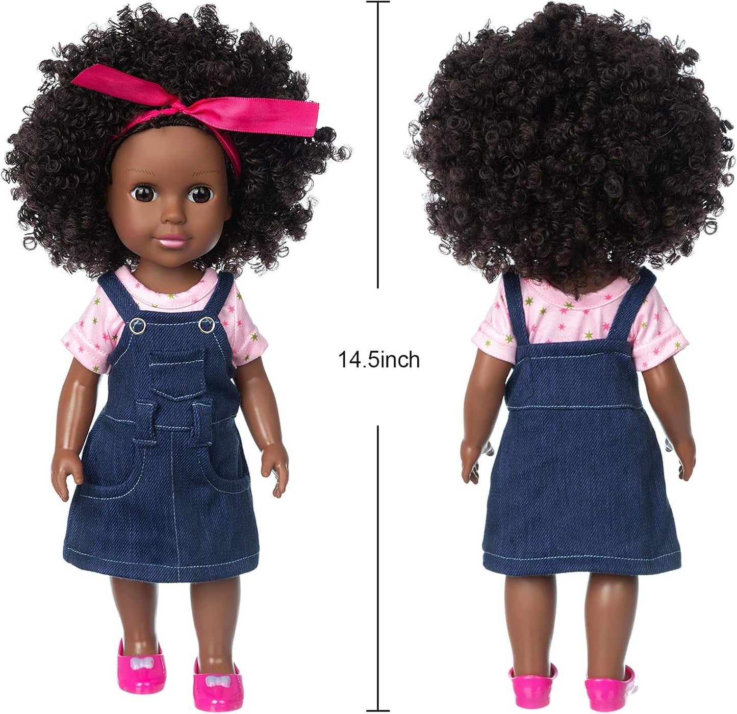 Ecore Fun Muñeca negra de 14.5 pulgadas, juego de ropa y muñeca afr...