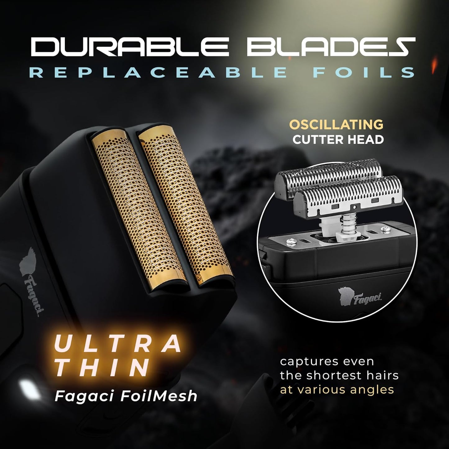 Fagaci Afeitadora de doble lámina para hombres – Afeitadora eléctrica con afeitado cercano, sin irritación, afeitadoras profesionales de lámina de barbero de 8500 RPM de alto par, batería 3H