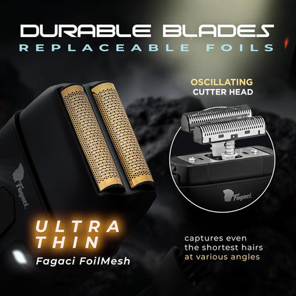 Fagaci Afeitadora de doble lámina para hombres – Afeitadora eléctrica con afeitado cercano, sin irritación, afeitadoras profesionales de lámina de barbero de 8500 RPM de alto par, batería 3H