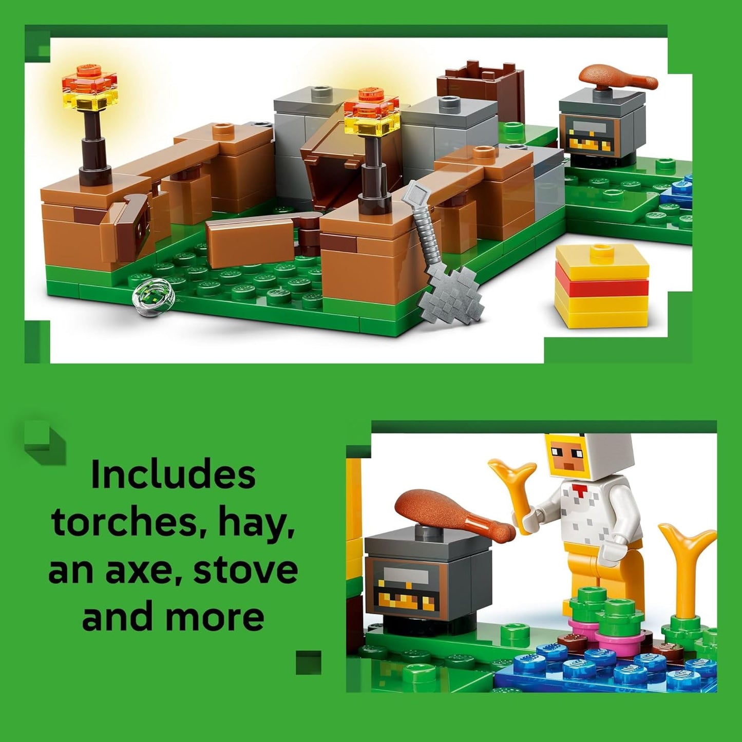 LEGO Minecraft Chicken Farm - Juguete de construcción para niños, juego de videojuegos y figuras para niños y niñas, a partir de 7 años, regalo para cumpleaños, 21585