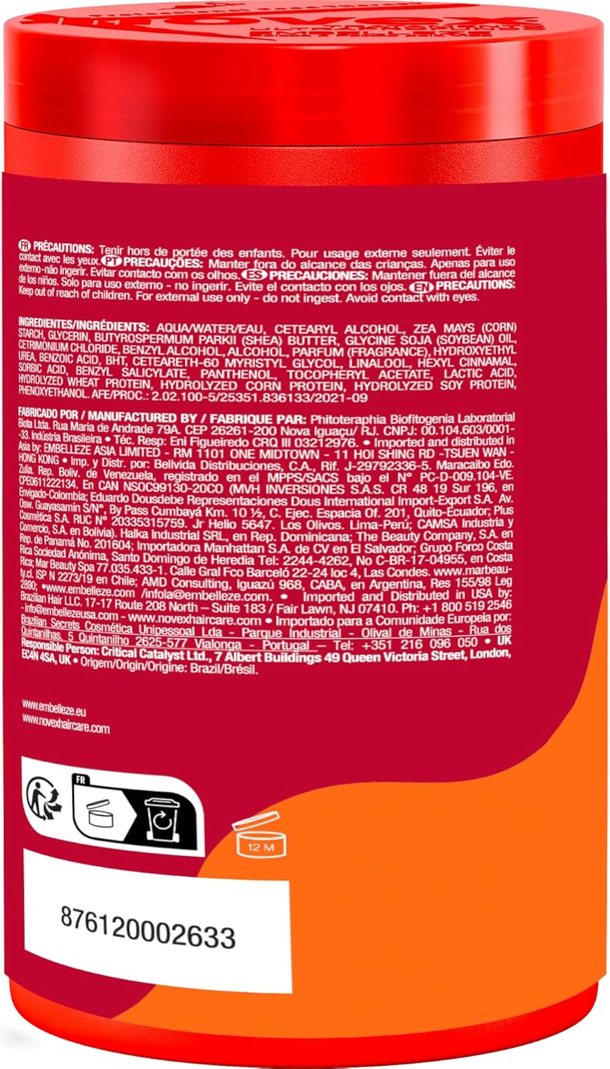 Novex Mascarilla de queratina brasileña de acondicionamiento profun...