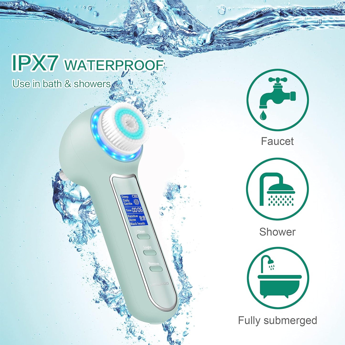 UMICKOO Exfoliante facial, cepillo de limpieza facial impermeable c...