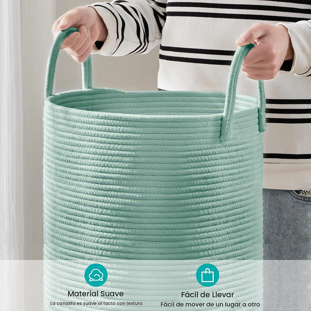 YOUDENOVA - Cesta de cuerda de algodón para ropa sucia, 58 litros p...