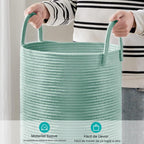 YOUDENOVA - Cesta de cuerda de algodón para ropa sucia, 58 litros p...