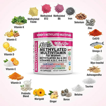 Multivitamino Metilado para Mujeres Vitaminas B6 Metil B12 A B C D...