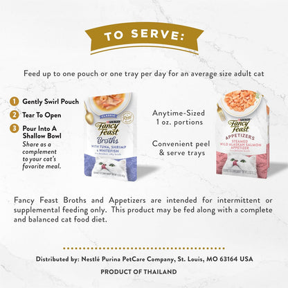 Purina Fancy Feast Colección de Aperitivos y Caldos Lamibles Sin Gr...
