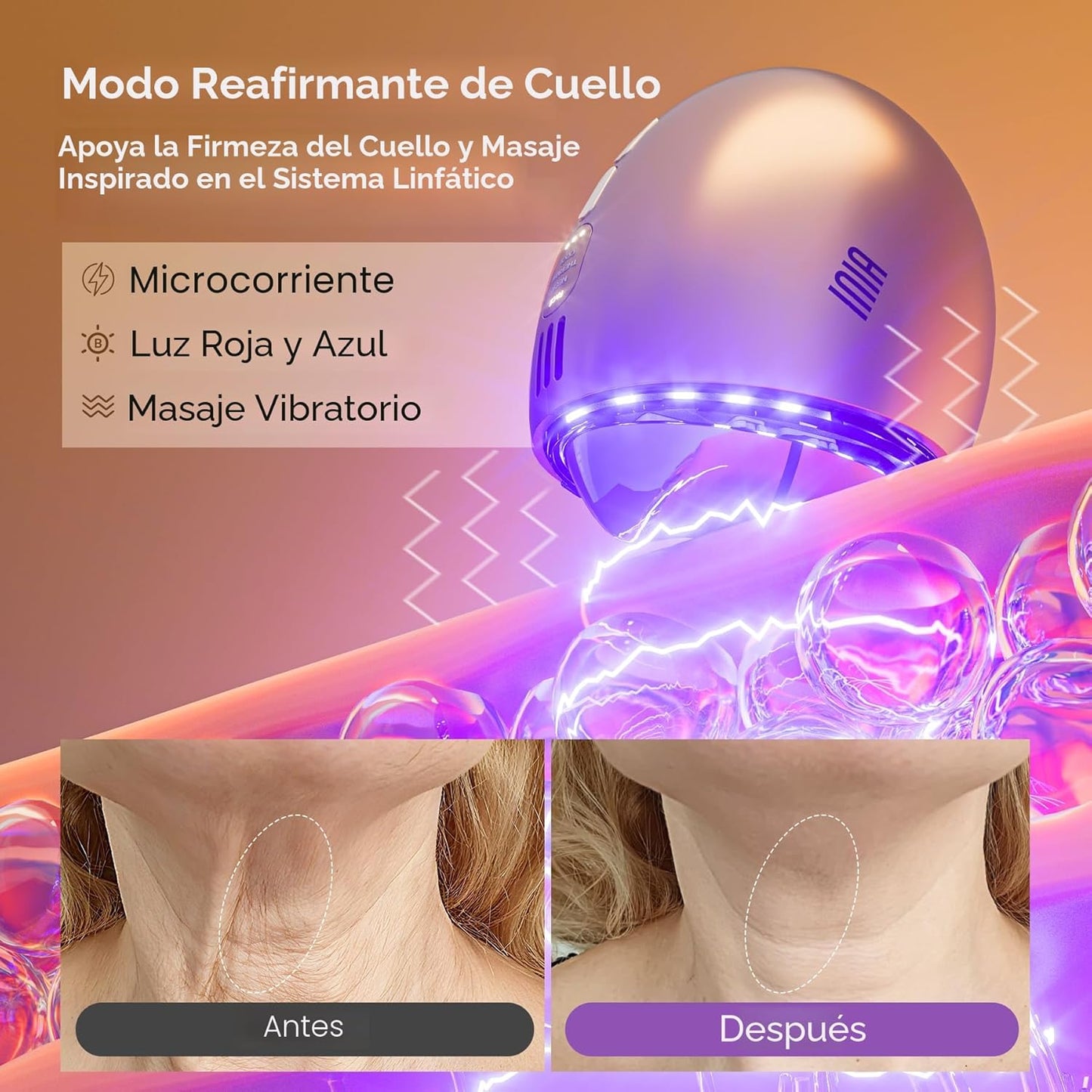 INIA Terapia de luz roja 7 en 1 para cara y cuello Gua Sha Masajead...