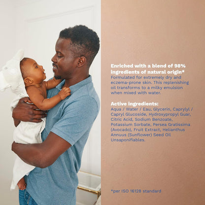 Mustela Stelatopia Aceite Limpiador para Piel con Tendencia al Eczema - Jabón para el Cuerpo del Bebé con Aceite Natural de Aguacate y Girasol - Esenciales de Cuidado de la Piel Familiar - Verificado
