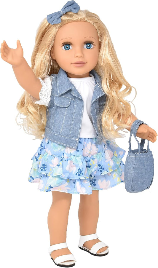 Gift Boutique Muñeca de niña de 18 pulgadas, muñeca de moda con cab...