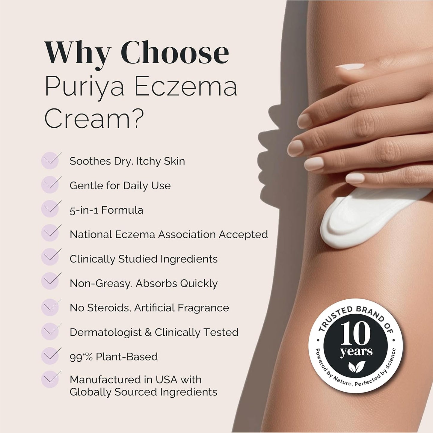 Puriya Crema de eccema 5 en 1 para niños, bebés, niños pequeños, adultos, loción avanzada de avena coloidal para alivio de la piel seca y con picazón en cara y cuerpo, tratamiento de eccema con