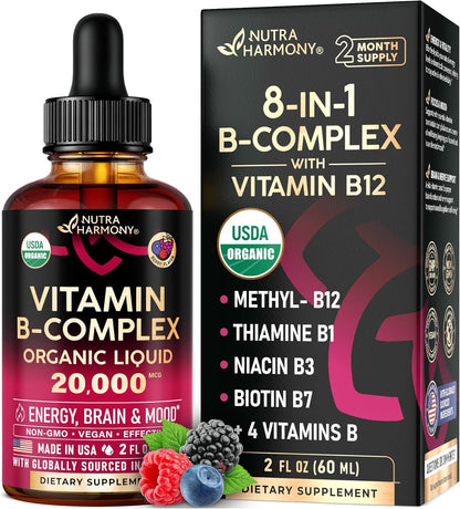 Vitamina B-Complex orgánico USDA B5 ácido pantoténico | B12 metilco...