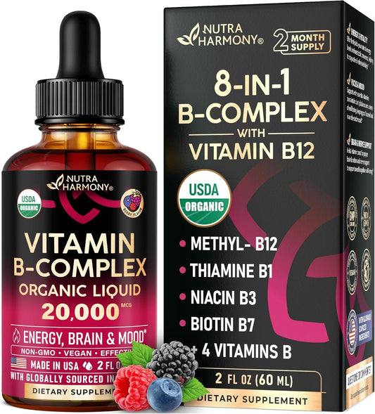 Vitamina B-Complex orgánico USDA B5 ácido pantoténico | B12 metilco...