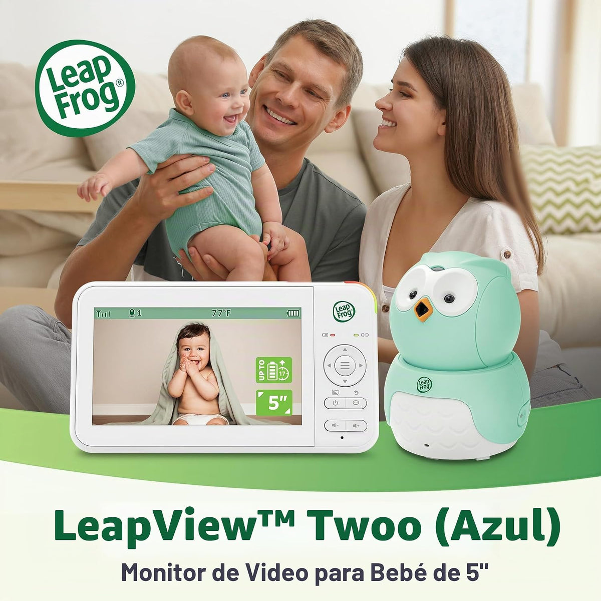 LeapFrog Cámara de monitor de bebé sin WiFi y audio LeapView Twoo,...