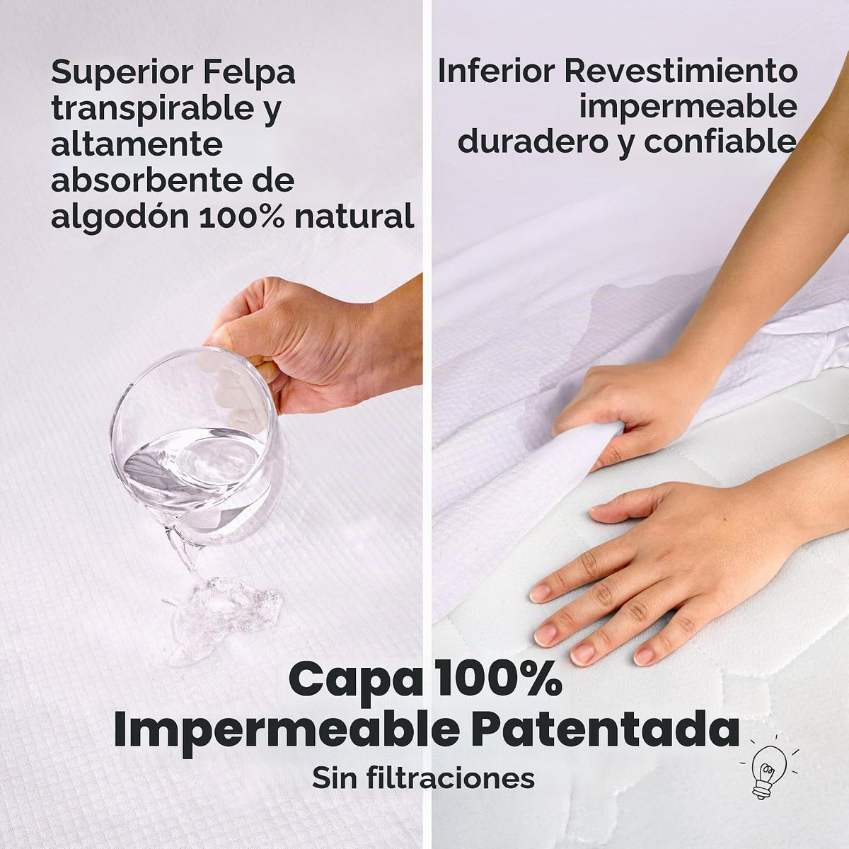 Paquete de 2 fundas protectoras de colchón impermeables para cuna,...