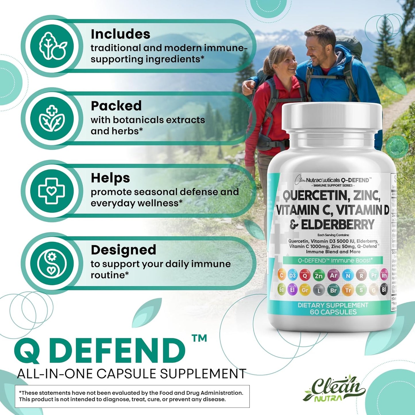 Clean Nutraceuticals Quercetina, Zinc, Vitamina C, Vitamina D, Brom...