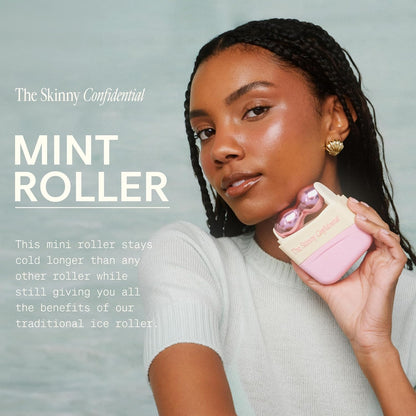The Skinny Confidential Rodillo de hielo de menta para cara, herram...