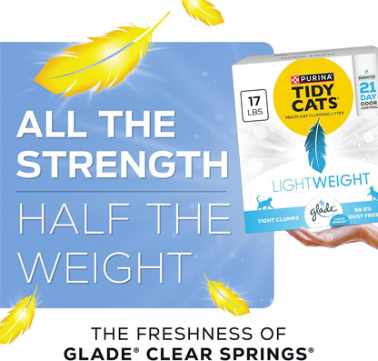 Purina Tidy Cats - Arena para gatos ligera con Glade Clear Springs,...
